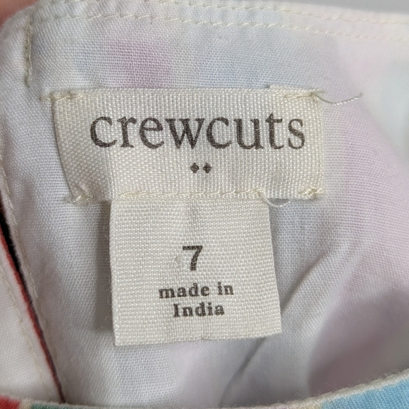 Crewcuts pink blue cream striped short sleeve dress 7 - Picture 7 of 8